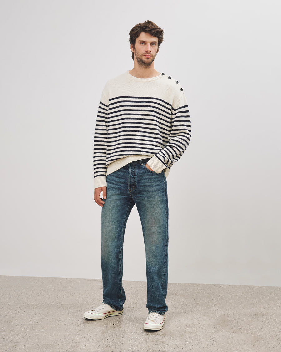 IVORY/DARK NAVY STRIPE