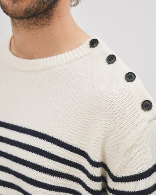 MARTEN SWEATER IN IVORY/DARK NAVY STRIPE