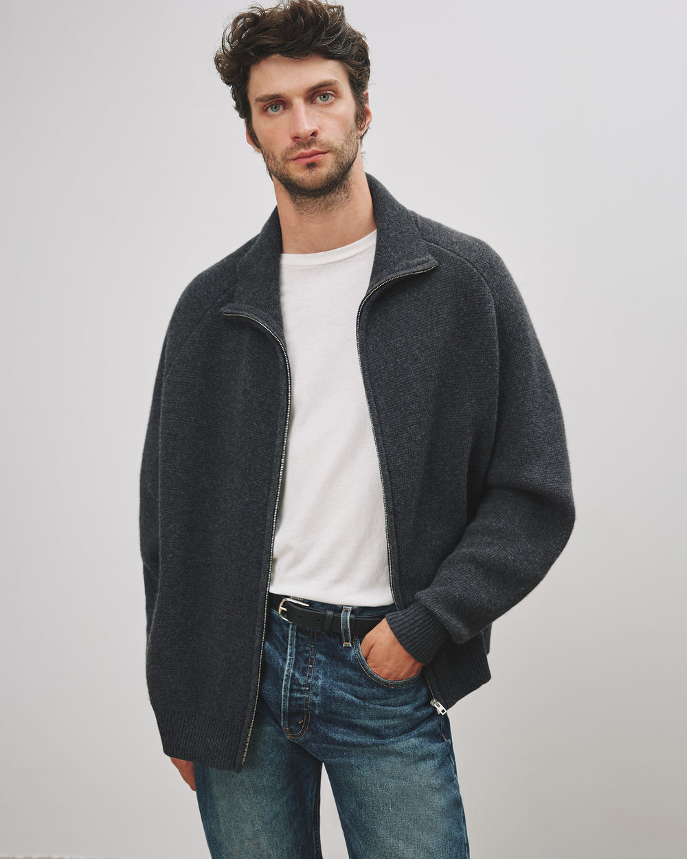 JAD SWEATER IN DARK CHARCOAL MELANGE