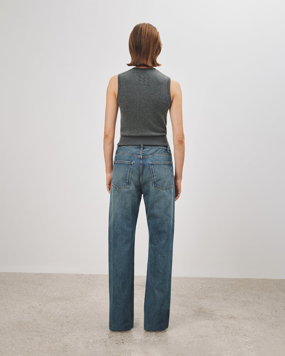 MAY CASHMERE TANK IN CHARCOAL