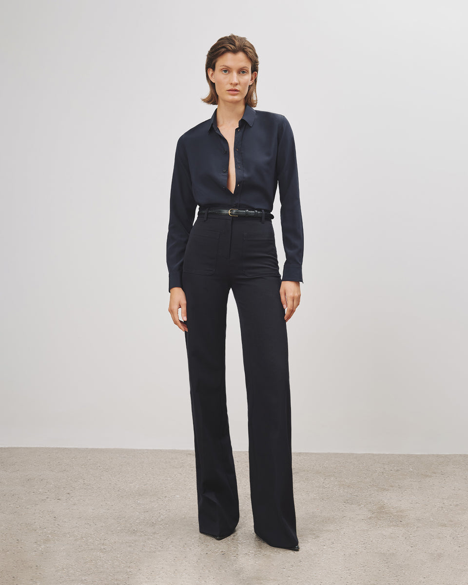 GAIA SILK SHIRT IN MIDNIGHT