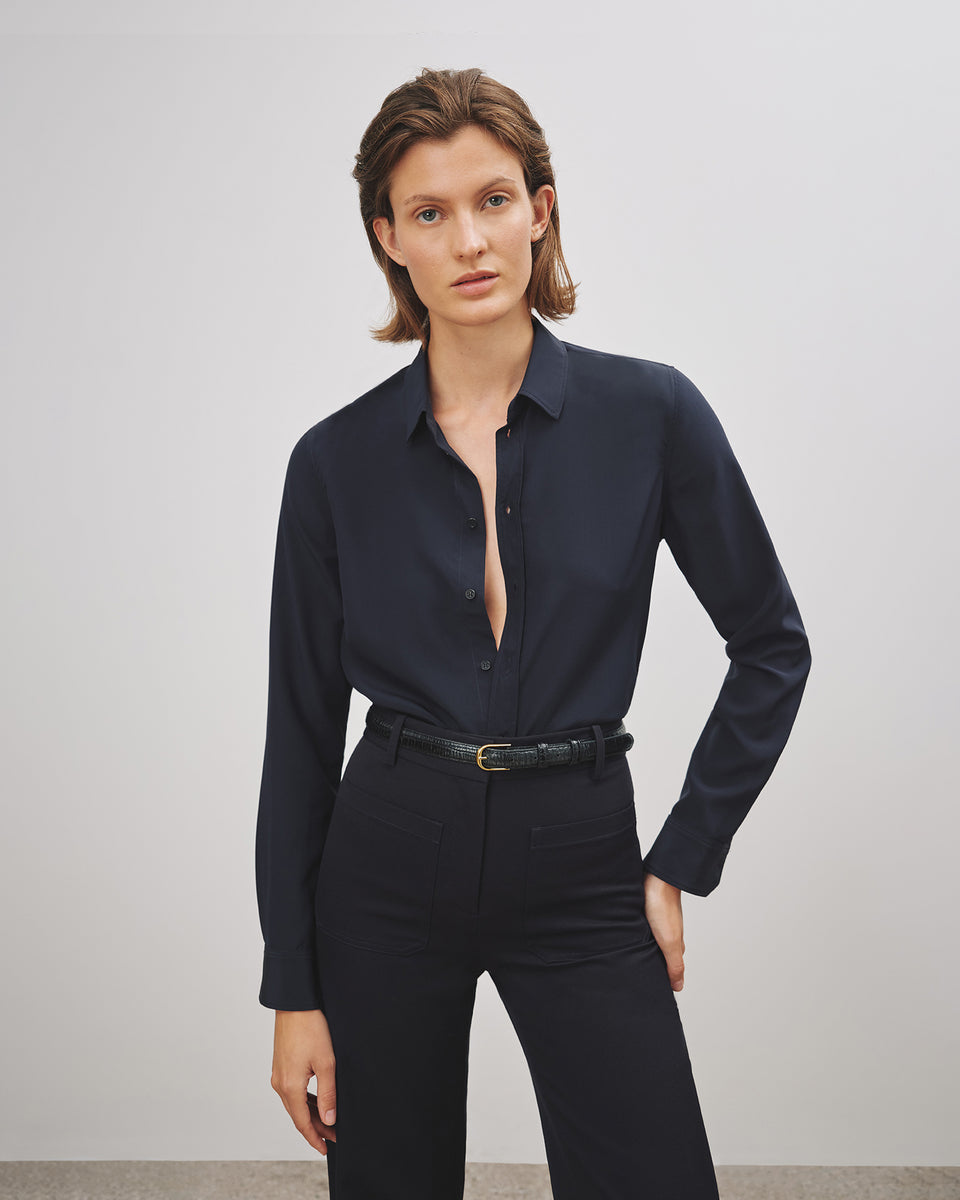 GAIA SILK SHIRT IN MIDNIGHT