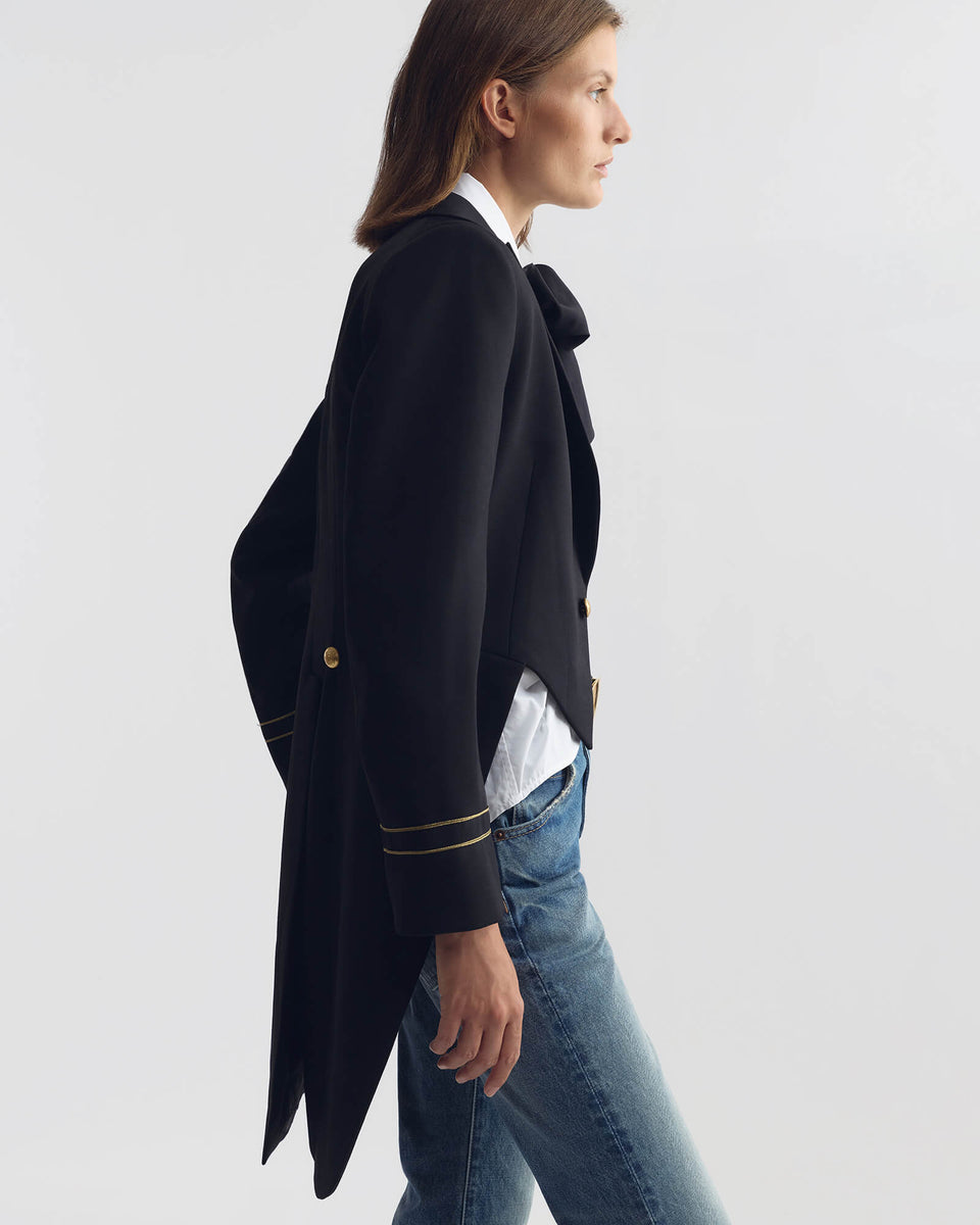 MATTHIEU WOOL JACKET IN BLACK W/ ANTIQUE GOLD EMBROIDERY