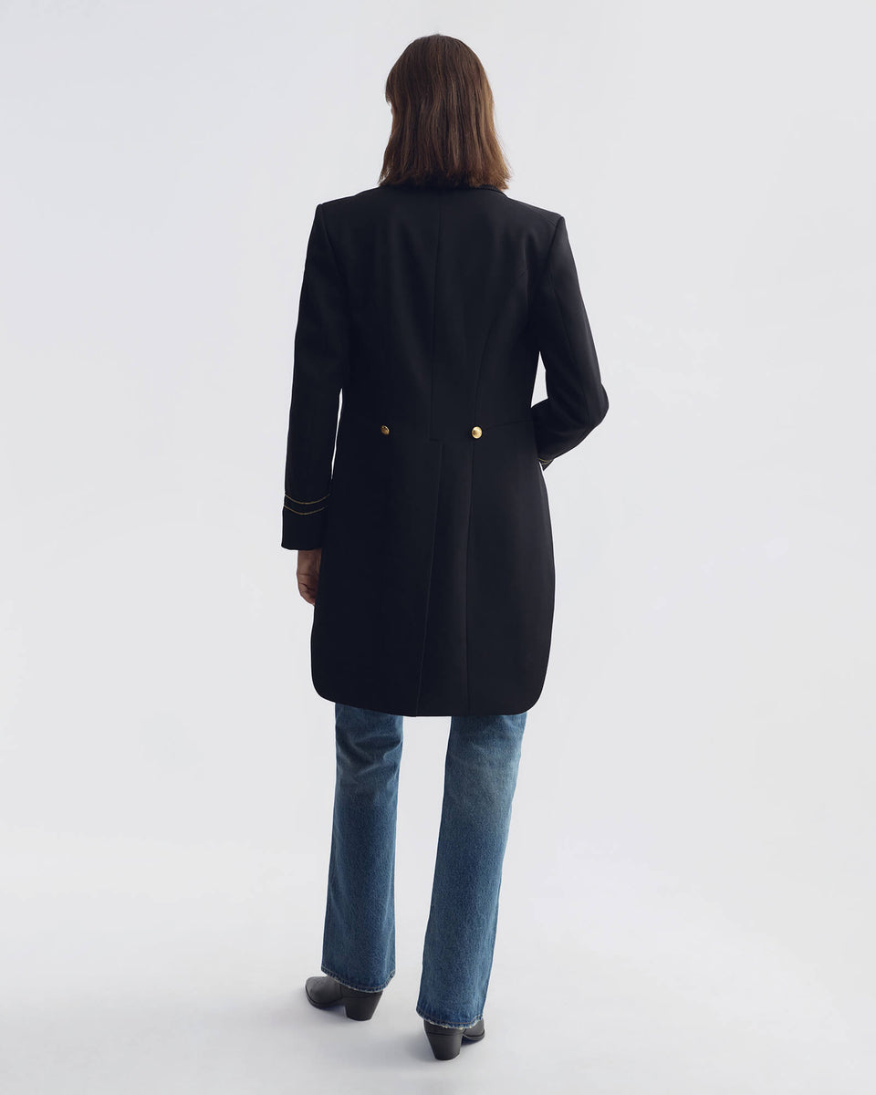 MATTHIEU WOOL JACKET IN BLACK W/ ANTIQUE GOLD EMBROIDERY