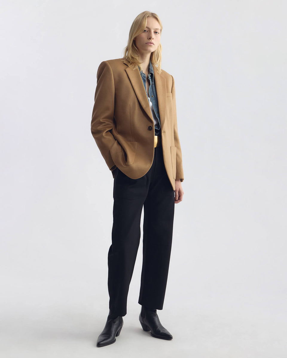 SOLVEIG WOOL BOYFRIEND BLAZER IN CAMEL