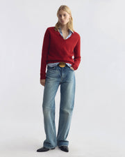 EMMA CASHMERE SWEATER IN CRIMSON RED