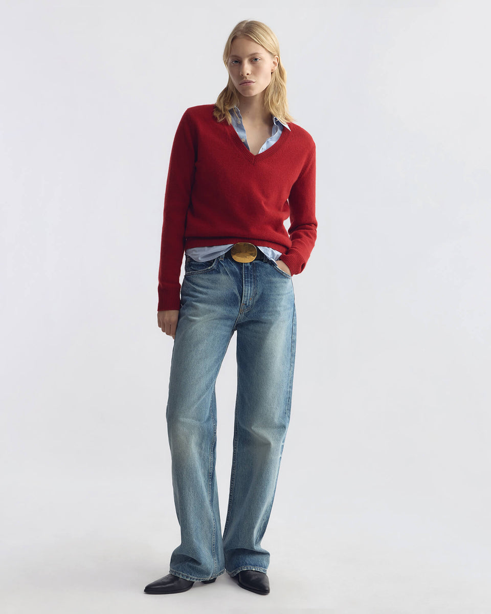 EMMA CASHMERE SWEATER IN CRIMSON RED