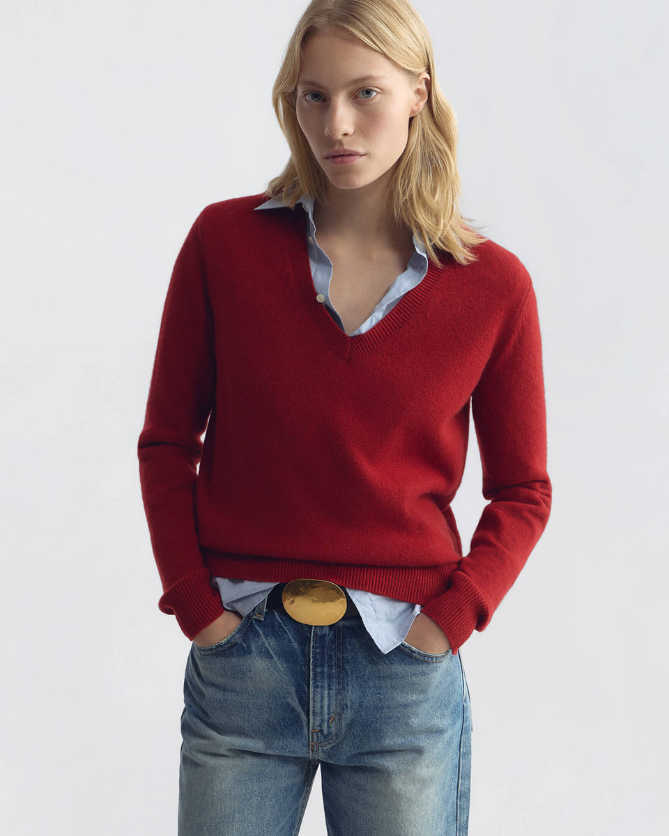 EMMA CASHMERE SWEATER IN CRIMSON RED