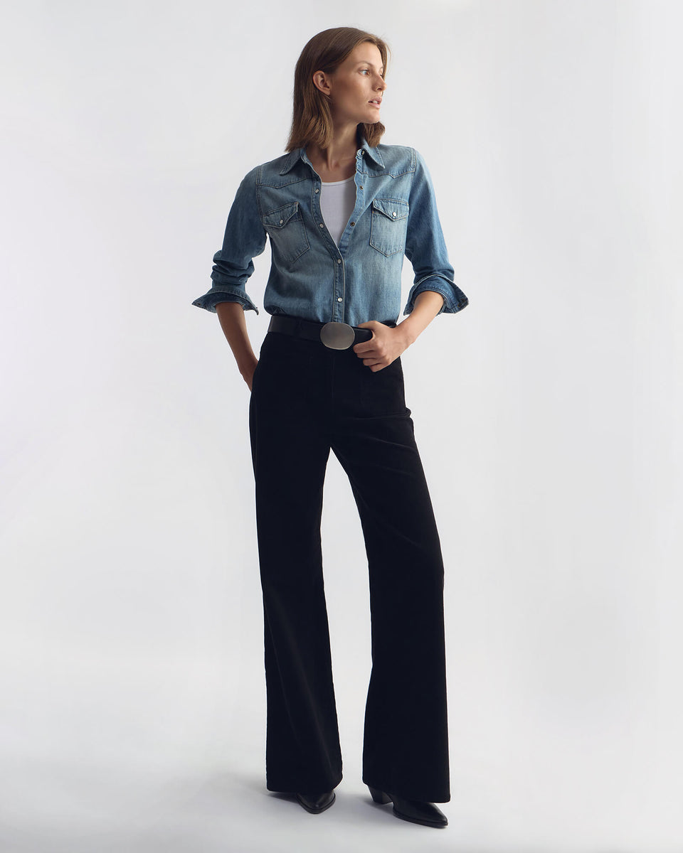 FLORENCE CORDUROY PANT IN JET BLACK