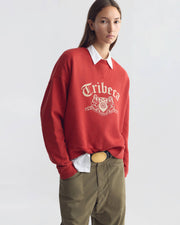 GLADYS COTTON SWEATSHIRT IN WASHED RED/IVORY