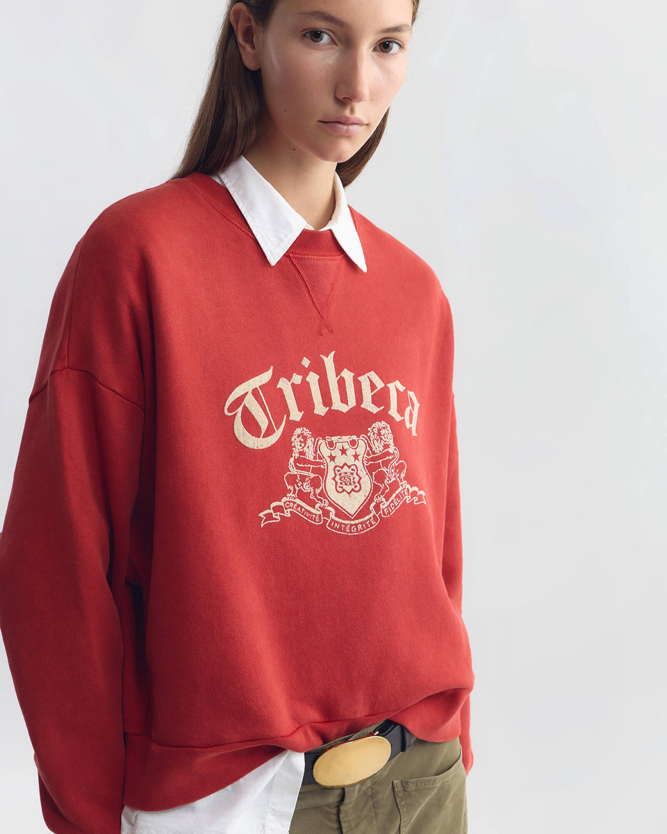 GLADYS COTTON SWEATSHIRT IN WASHED RED/IVORY