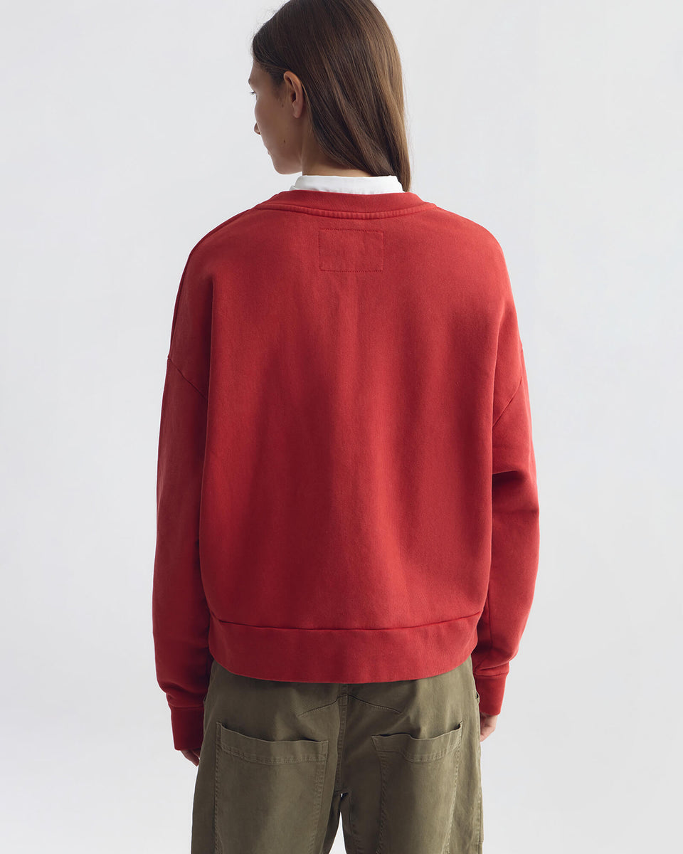 GLADYS COTTON SWEATSHIRT IN WASHED RED/IVORY