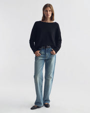 BOYFRIEND CASHMERE SWEATER IN BLACK