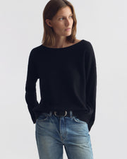 BOYFRIEND CASHMERE SWEATER IN BLACK