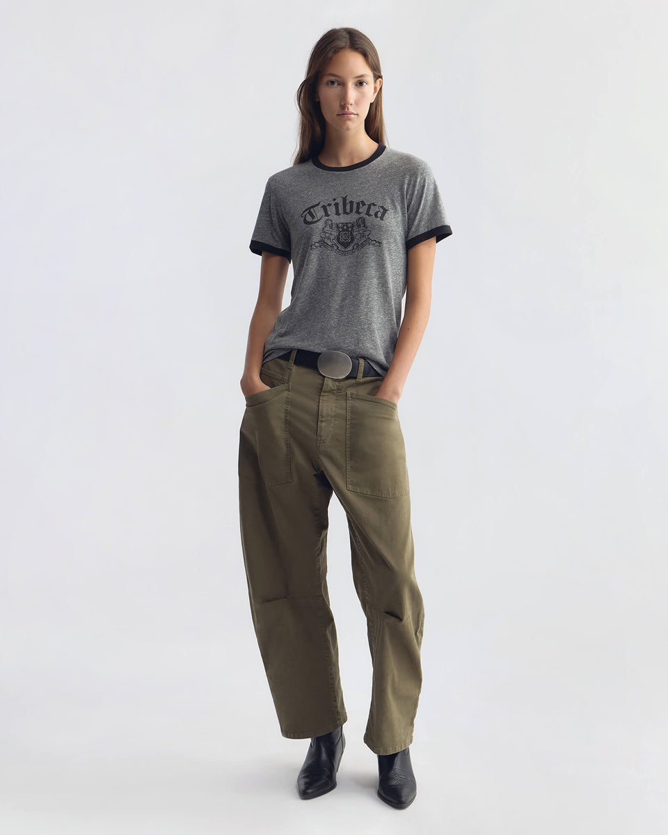 LANA TEE IN HEATHER GREY/JET BLACK
