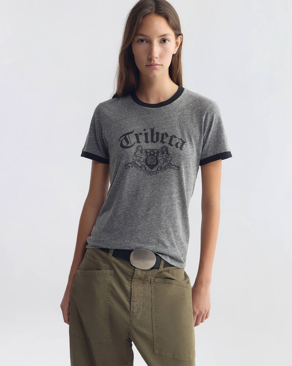 LANA TEE IN HEATHER GREY/JET BLACK