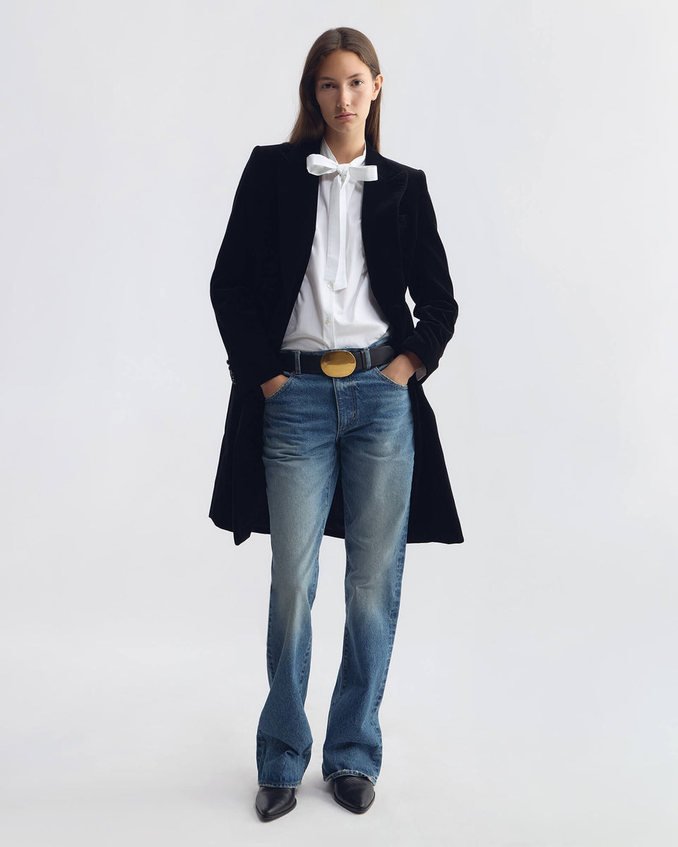 MOSELLE DOUBLE BREASTED VELVET JACKET IN BLACK