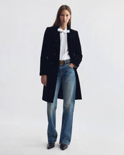 MOSELLE DOUBLE BREASTED VELVET JACKET IN BLACK