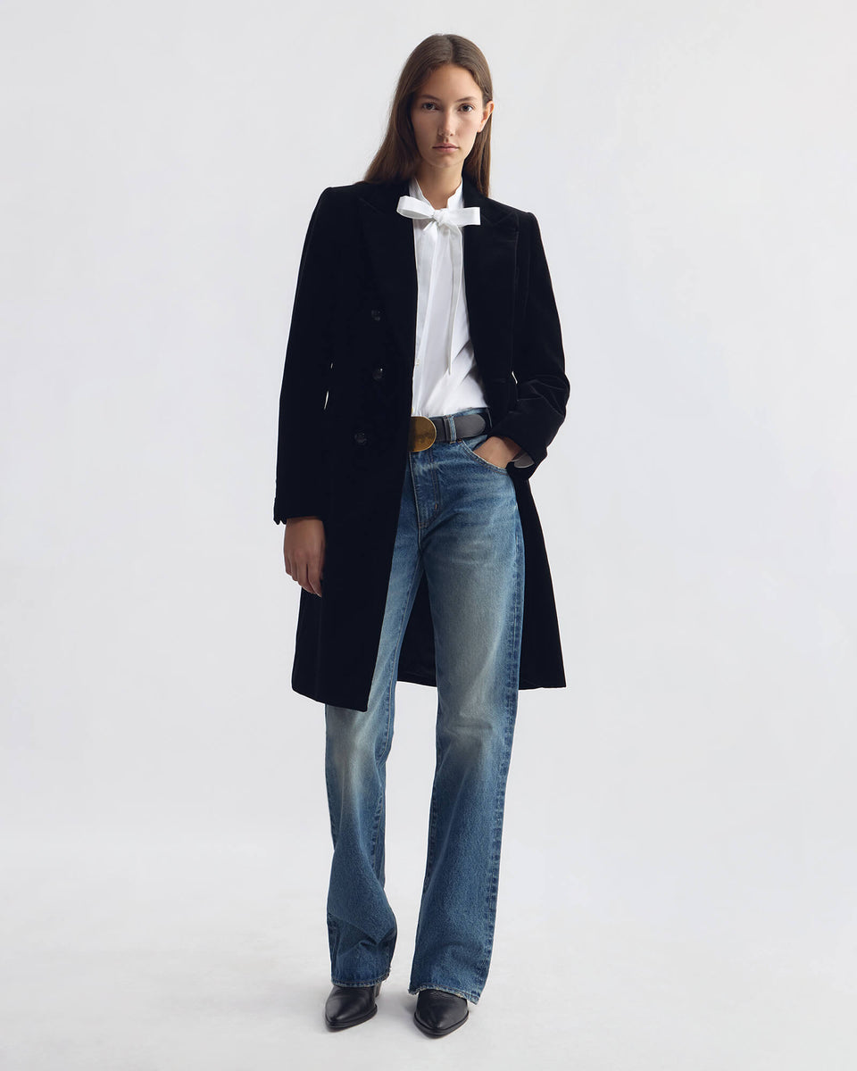MOSELLE DOUBLE BREASTED VELVET JACKET IN BLACK