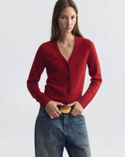 CHARMAINE CASHMERE CARDIGAN IN CRIMSON RED
