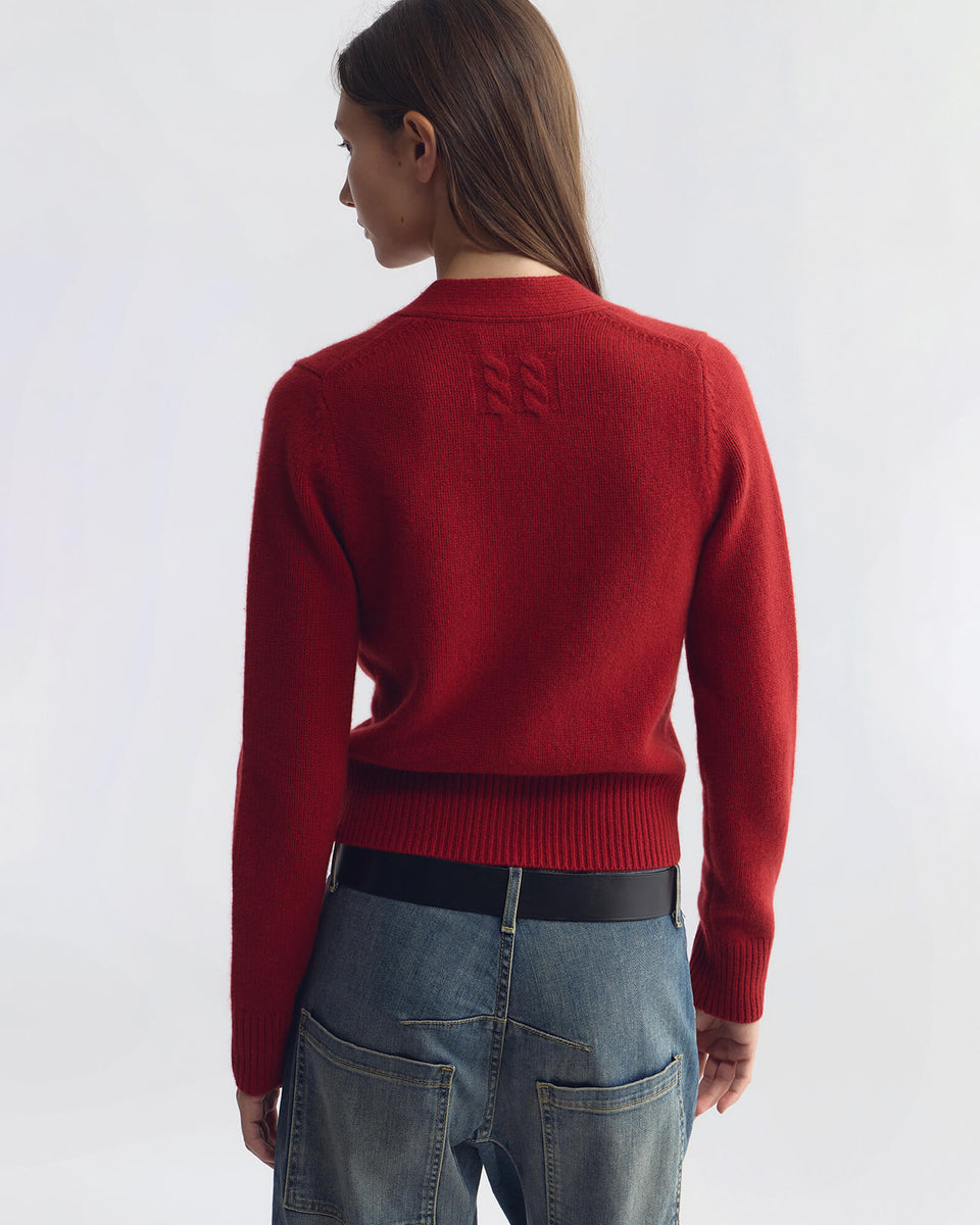 CHARMAINE CASHMERE CARDIGAN IN CRIMSON RED