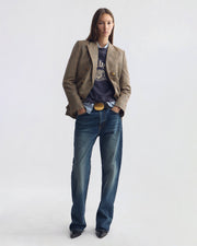 GLADYS COTTON SWEATSHIRT IN WASHED PACIFIC BLUE/IVORY
