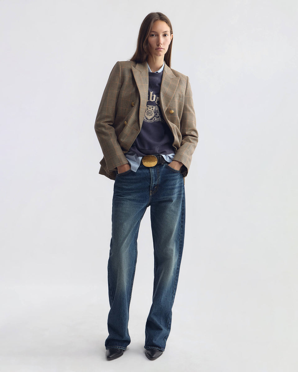 GLADYS COTTON SWEATSHIRT IN WASHED PACIFIC BLUE/IVORY