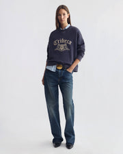 GLADYS COTTON SWEATSHIRT IN WASHED PACIFIC BLUE/IVORY