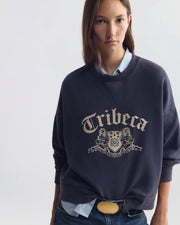 GLADYS COTTON SWEATSHIRT IN WASHED PACIFIC BLUE/IVORY