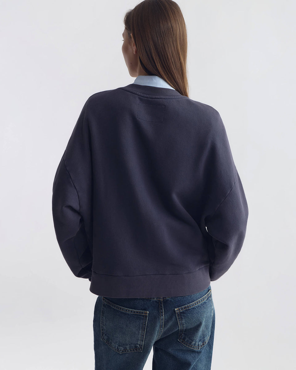 GLADYS COTTON SWEATSHIRT IN WASHED PACIFIC BLUE/IVORY