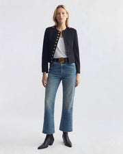 NOE SHORT WOOL JACKET IN BLACK W/ RED