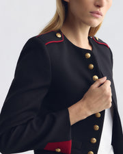 NOE SHORT WOOL JACKET IN BLACK W/ RED
