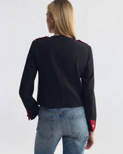 NOE SHORT WOOL JACKET IN BLACK W/ RED