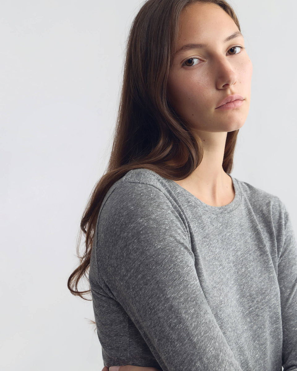 RAITT LONG SLEEVE SHIRT IN HEATHER GREY