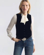 ISMAEL TAILORED VELVET VEST IN BLACK