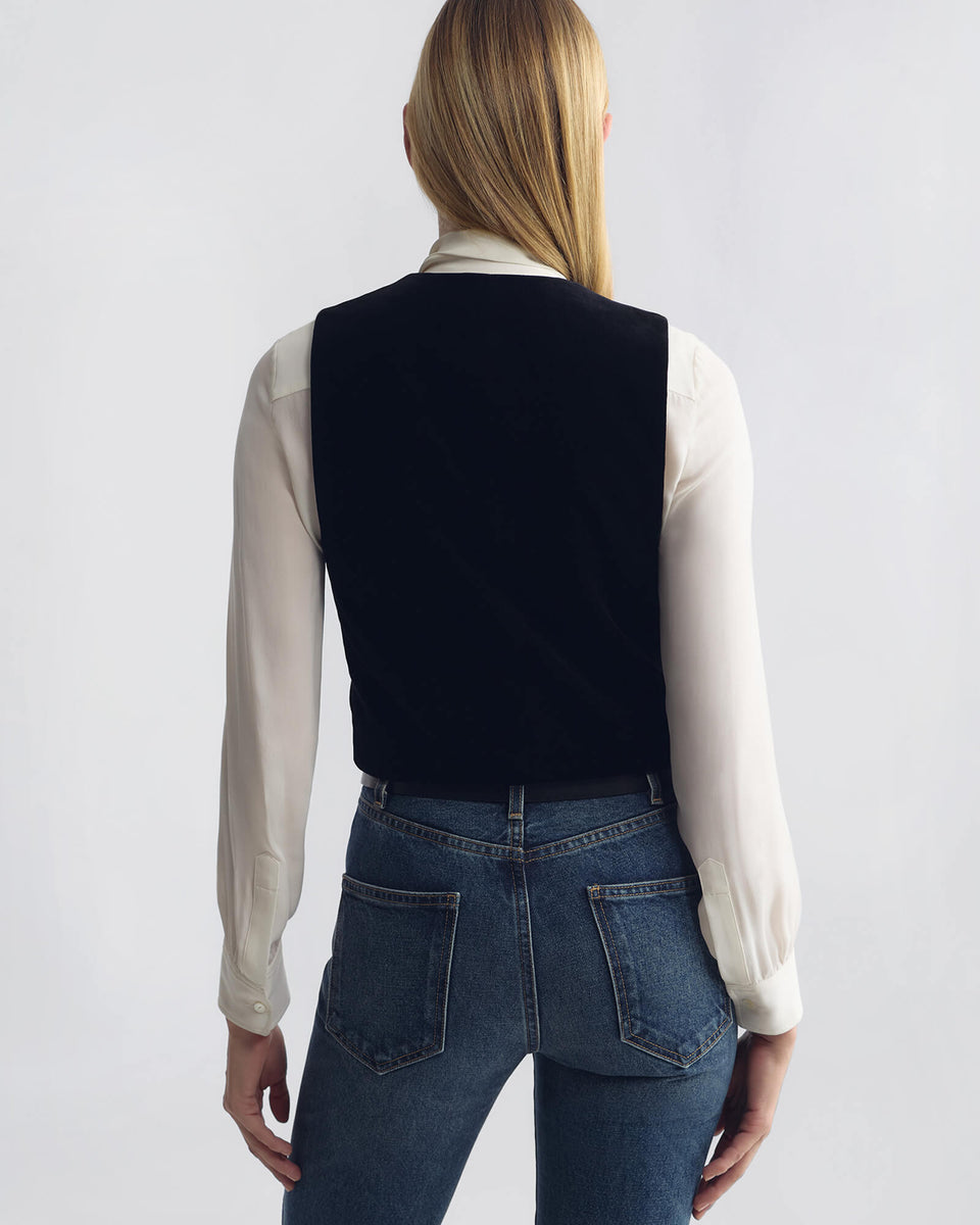 ISMAEL TAILORED VELVET VEST IN BLACK