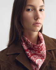BANDANA SILK TWILL SCARF IN GARNET/ STONE