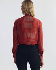 LYA RUFFLE TIE SILK BLOUSE IN ASCOT DOT