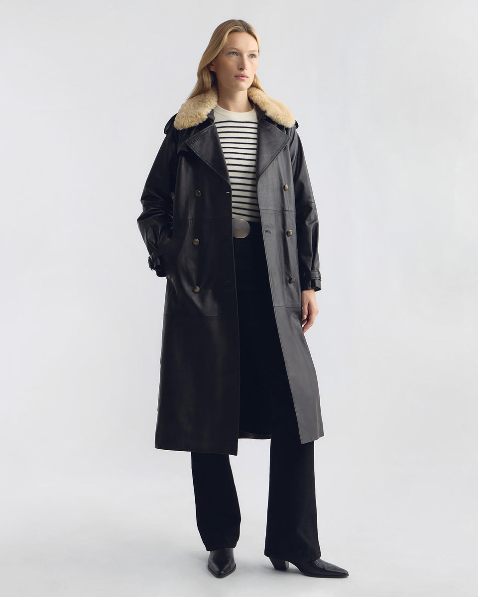 REGIS WOOL SWEATER IN IVORY/DARK NAVY STRIPE