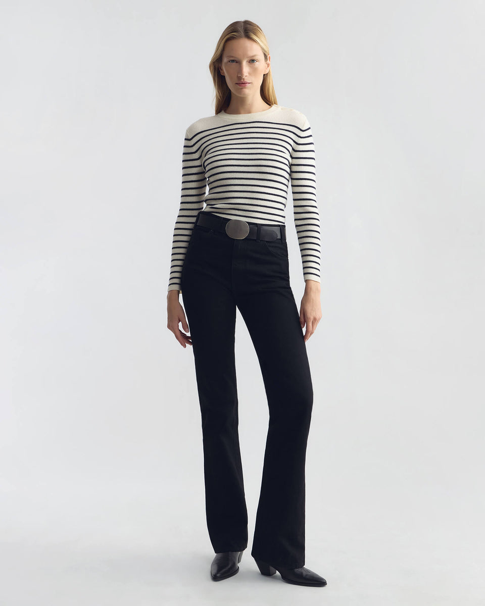REGIS WOOL SWEATER IN IVORY/DARK NAVY STRIPE