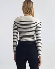 REGIS WOOL SWEATER IN IVORY/DARK NAVY STRIPE