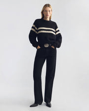 TORIN STRIPE SWEATER IN BLACK/BEIGE STRIPE