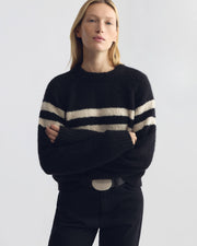 TORIN STRIPE SWEATER IN BLACK/BEIGE STRIPE