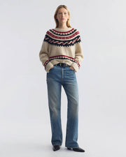 JUSTINE FAIR ISLE SWEATER IN BEIGE FAIR ISLE