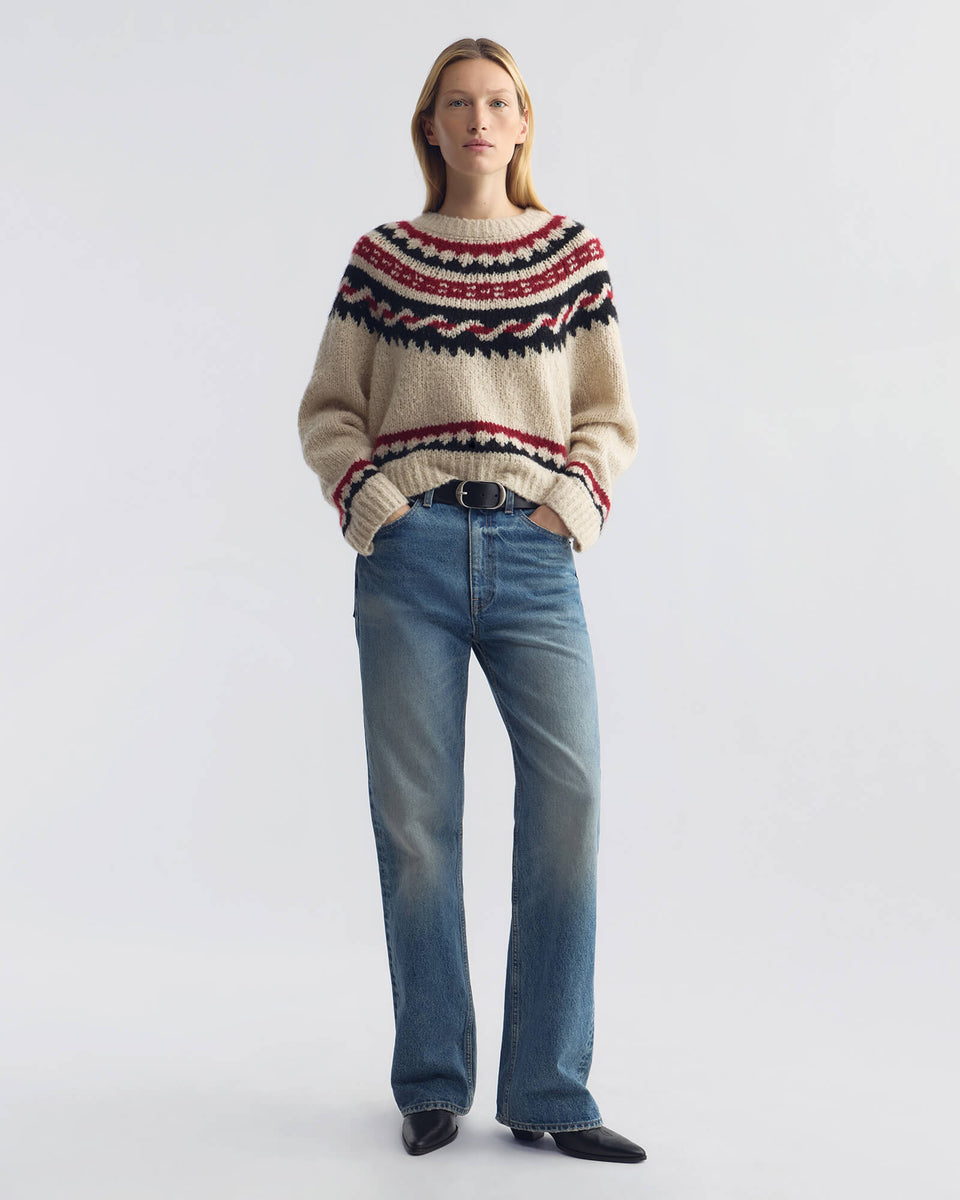 JUSTINE FAIR ISLE SWEATER IN BEIGE FAIR ISLE