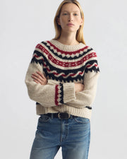 JUSTINE FAIR ISLE SWEATER IN BEIGE FAIR ISLE