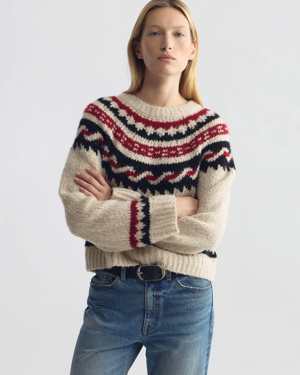 JUSTINE FAIR ISLE SWEATER IN BEIGE FAIR ISLE