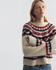 JUSTINE FAIR ISLE SWEATER IN BEIGE FAIR ISLE
