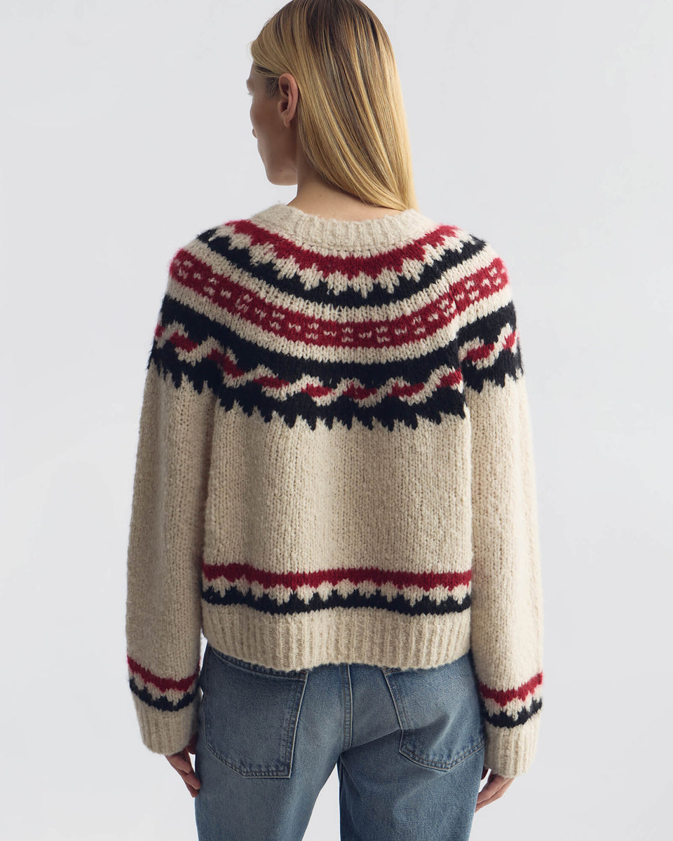 JUSTINE FAIR ISLE SWEATER IN BEIGE FAIR ISLE
