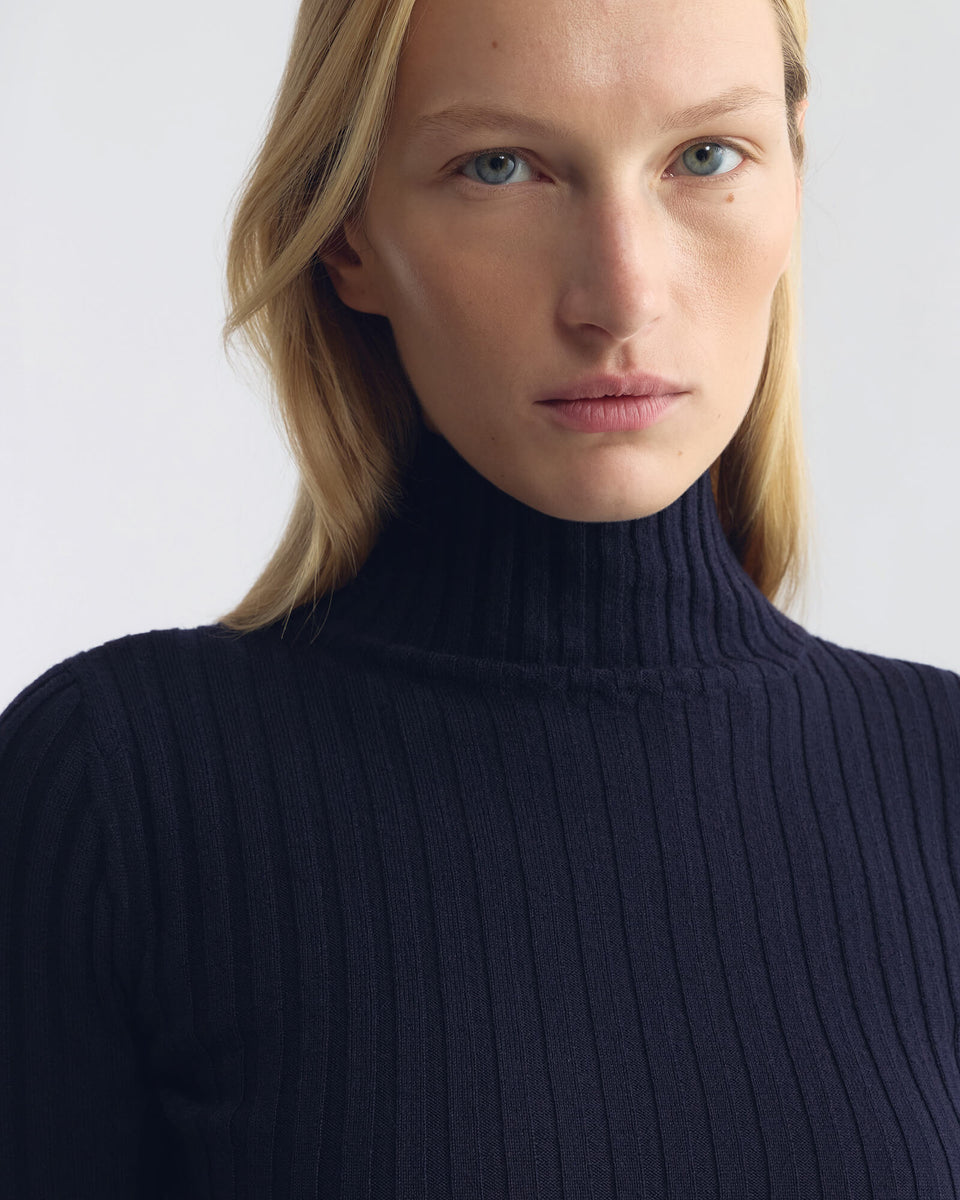 YOLANDA WOOL SWEATER IN DARK NAVY